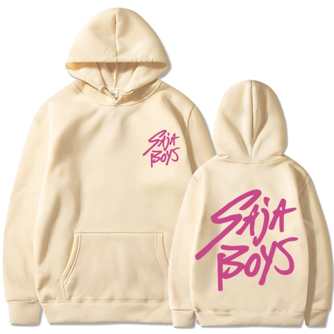 Unisex Kapuzenpullover Polyester Fleece Pullover Langarm Kängurutasche Saja Boys Künstlerischer Buchstabendruck Streetwear
