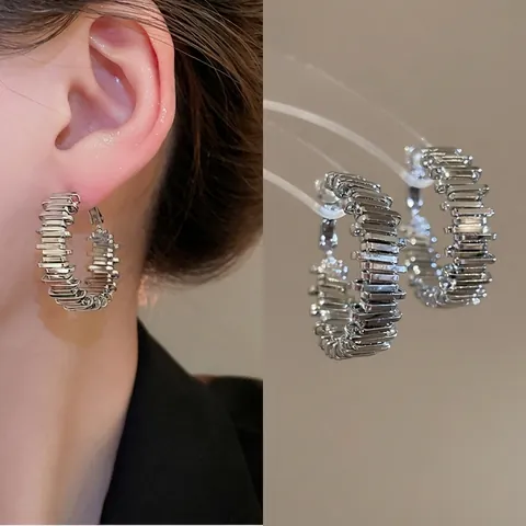 Onregelmatige Ronde Hoop Oorbellen Met 925 Sterling Zilveren Oorsteker Getextureerd Metalen Koperen Sieraden Voor Dames Modern