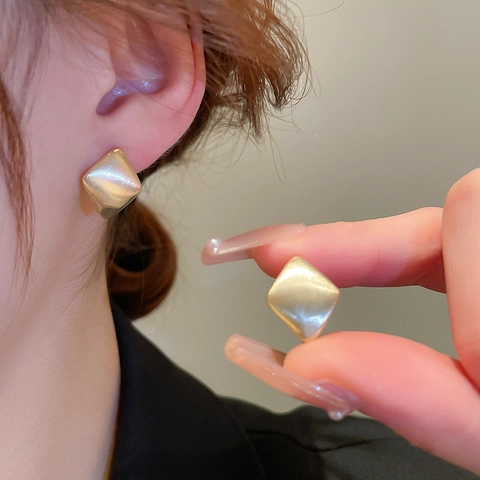 Orecchini A Cerchio Geometrici Con Perno In Acciaio Inossidabile Texture Metallo Spazzolato Gioielli Quadrati Minimalisti Per Donne