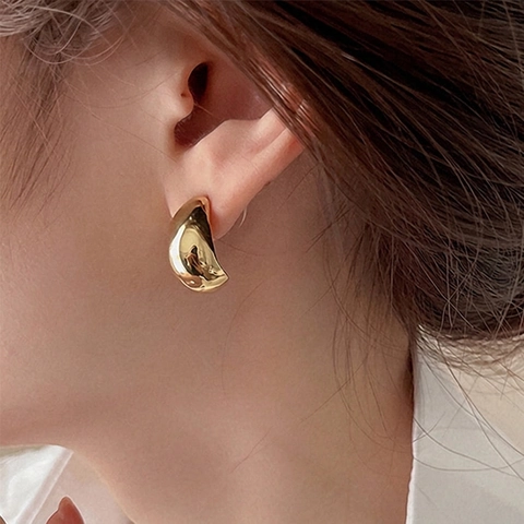 Orecchini a Bottone a Goccia d'Acqua in Acciaio Inossidabile Minimalista per Donna Placcato Oro 14K Argento Geometrico Gioielli