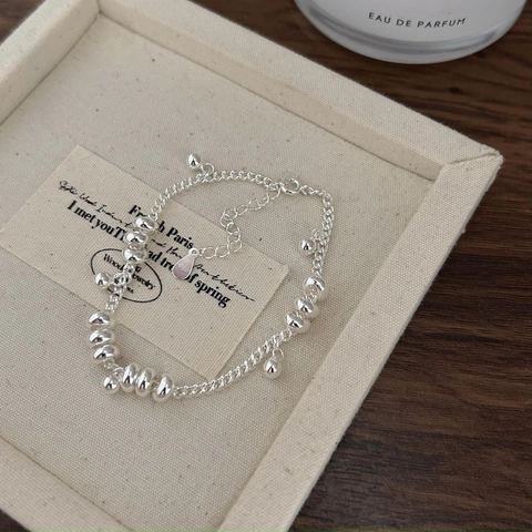 925 Sterling Silber Perlenarmband Minimalistisches Geometrisches Kreis Kette Für Frauen Trendiger Verstellbarer Schmuck