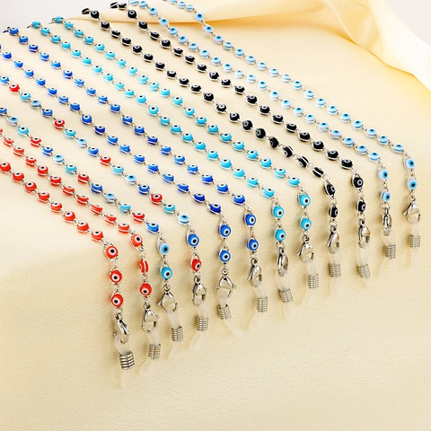 Evil Eye Eyeglass Chain Copper Resin Beads Fashion Anti-slip Sunglasses Holder Strap For Women Men