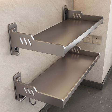 Küchenregal Wandmontage Edelstahl Gewürzregal Multifunktionaler Organizer Ohne Bohren Grau