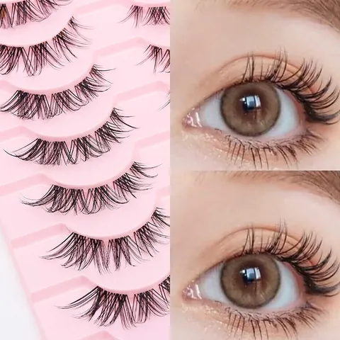 Faux Cils Naturels Wispy Bande Transparente Fibre Artificielle Synthétique Dense Fox Eye Extension Segments DIY Moelleux Nouveauté