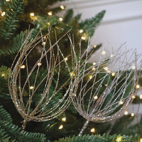 Christmas Tree Decoration Picks Artificial Branches Glitter Sequin Tassel Sparkling Fireworks Dandelion Holiday Home Decor
