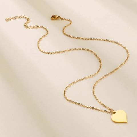 Collar Y Pendientes De Corazón Acero Inoxidable Pulido Espejo Colgante Tachuelas Joyería De Moda Para Mujer