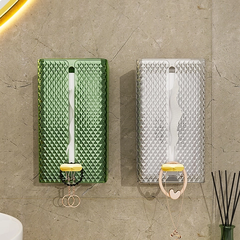 Scatola Per Fazzoletti Da Parete Texture Diamante PET Verde Trasparente Porta Tovaglioli Per Bagno Soggiorno Stile Lusso