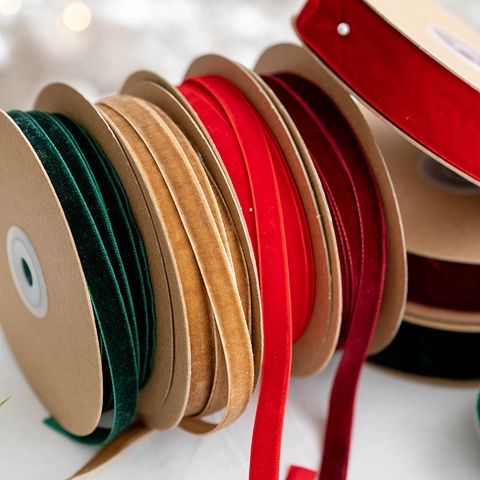 Cinta De Terciopelo Flocado De Una Sola Cara Color Sólido Para Envolver Regalos De Navidad DIY Accesorios De Lazo Decoración