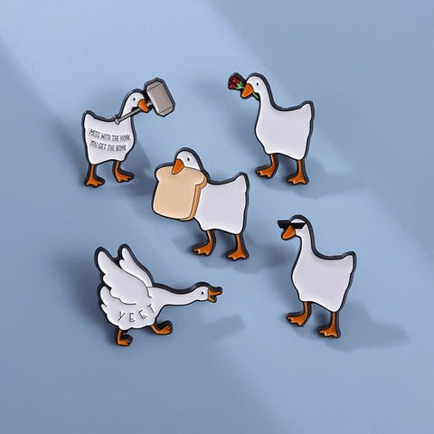 Lustige Cartoon Weiße Gans Emaille Brosche Mess With The Honk You Get The Bonk Yeet Meme Tier Abzeichen Für Rucksack