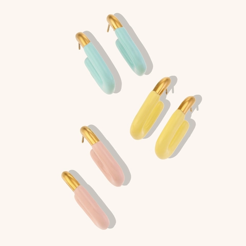 Orecchini A Lobo Geometrici A Forma Di U Acciaio Inossidabile Placcato Oro 18K Smalto Macaron Gioielli Di Moda Per Donne