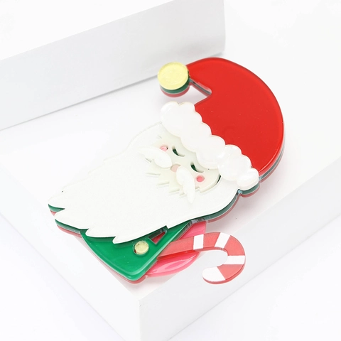 Mode Acryl Weihnachtsmann Brosche Mit Zuckerstange Festliche Weihnachten Reversnadel Für Anzug Mantel Damen Herren Schmuck Zubehör