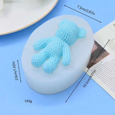 3D Pixel Bear Silicone Mold Grid Texture DIY Resin Art Candle Soap Making Aromatherapy Plaster Craft Tool Reusable