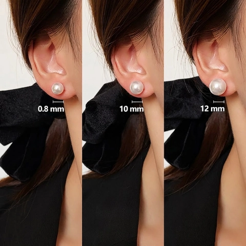 Elegant Round Artificial Pearl Stud Earrings With Silver Earring Post Vintage Simple Luxury Style For Women Daily Wear Accessories