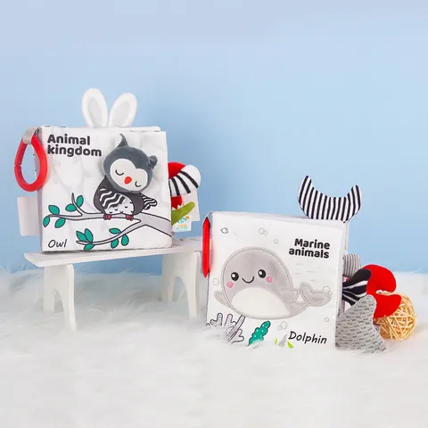 Libro Di Stoffa Morbida Per Neonati Giocattolo Sensoriale Con Code Di Animali 3D Carta Stropicciata Per Bambini