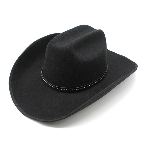Western Cowboy Hat Wide Brim Wool Felt Retro Vintage Style With Rivet Band For Men Women Unisex Outdoors Accessory