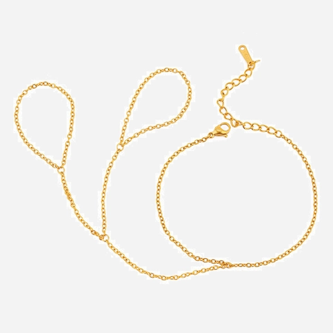Edelstahl Handkette Ring Armband Gold Minimalistischer Schmuck Für Frauen Wasserdicht Verstellbare Gliederkette Accessoire