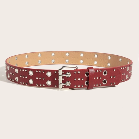 Cintura Punk Con Occhielli A Doppia Fila Ecopelle Cintura Con Borchie E Fibbia In Metallo Per Jeans Stile Gotico Unisex