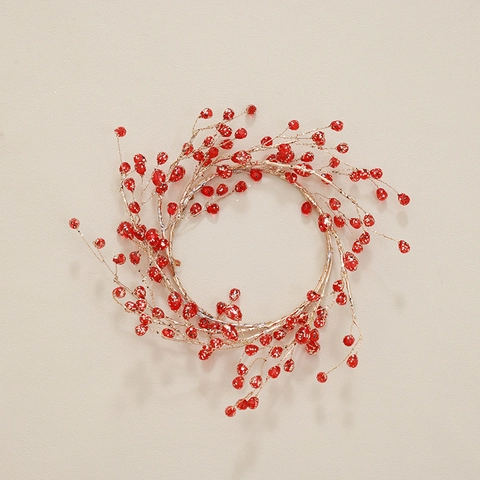 Christmas Decoration Berry Tree Wreath Rattan Branch Metal Wire Acrylic Beads Glitter Festive Tabletop Ornament