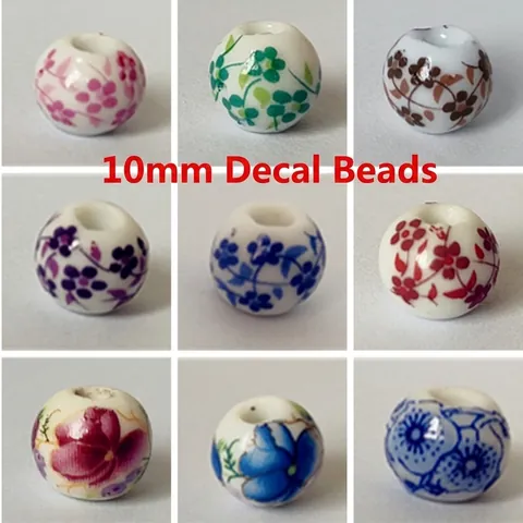 Perline In Ceramica Decalcomania Rotonde Motivo Floreale Perline Distanziatrici Sciolte Per Creazione Gioielli Fai Da Te Bracciale Collana