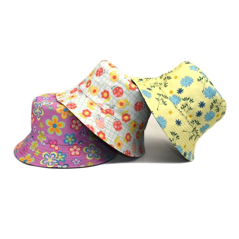 Reversible Bucket Hat Polyester Floral Ladybug Print Sun Protection Foldable Summer Outdoor For Men Women