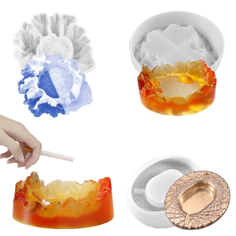 Silicone Mold Ashtray Mountain Peak Rock Texture DIY Resin Casting Craft Storage Box Handmade Ornament