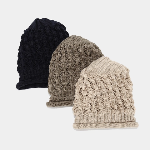 Bonnet En Tricot Pour Hommes Femmes Acrylique Hiver Chaud Bord Roulé Motif Nid Abeille Extérieur Polyvalent