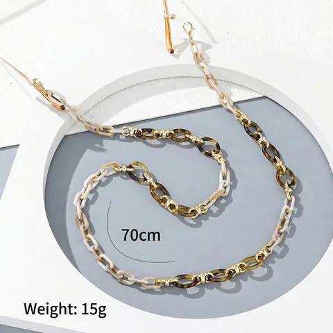 Acryl Hars Brillenketting Etnische Schildpad Antislip Zonnebrilkoord Lichtgewicht Brillenhouder Voor Dames