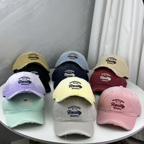 Vintage Distressed Cotton Baseball Cap Reality Embroidery Letter Washed Retro Adjustable Sports Sun Hat For Women Men