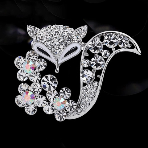 Fuchs Brosche Mit Legierung Straß Emaille Blume Detail Mode Elegante Tier Schmuck Für Damen