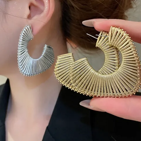 Collana E Orecchini Pendente A Fiore Oversize Lega Corda Di Raso Cerchi A C Con Perno In Argento Per Donna