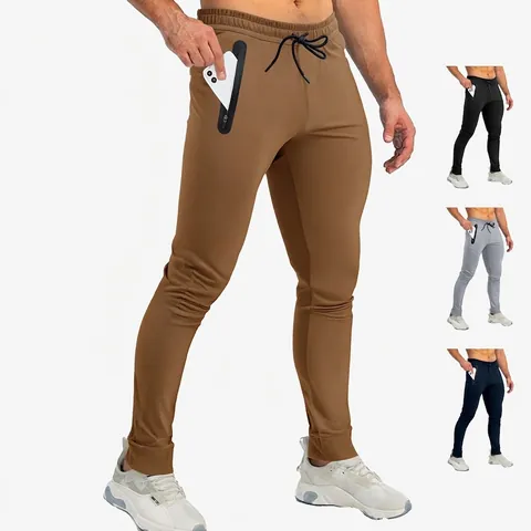 Pantalón De Chándal Hombre Poliéster Transpirable Con Bolsillo Con Cremallera Cintura Con Cordón Deporte Casual