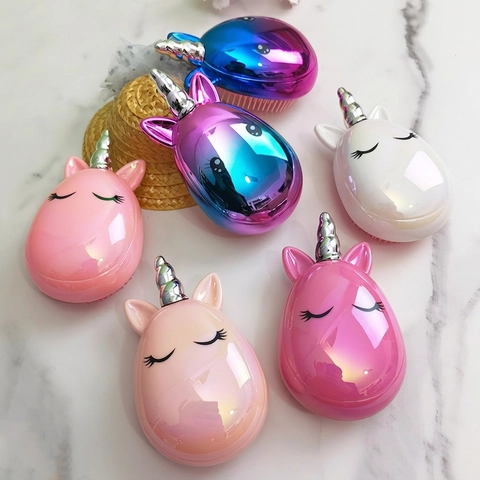 Unicorn Hairbrush Detangling Comb ABS Scalp Massage Portable Cartoon Pearlescent Hair Care Tool For Kids Girls