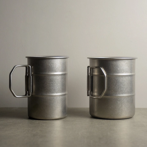 Vintage 304 Stainless Steel Camping Cup With Folding Handle Lightweight Portable Outdoor Coffee Mug For Hiking Travel