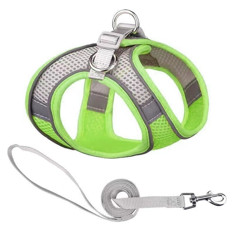 Reflective Pet Harness With Leash Breathable Mesh Polyester Vest Adjustable Soft Walking Training For Small Dogs Cats