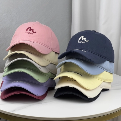 Cotton Baseball Cap Distressed Embroidered Letter Retro Streetwear Outdoor Sunshade Duckbill Hat Casual Sun Hat