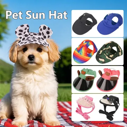 Pet Baseball Kappe Hund Sonnenhut Mit Ohrlöchern Verstellbar Canvas Gestreift Blumig Sommer Outdoor Für Kleine Hunde Katzen