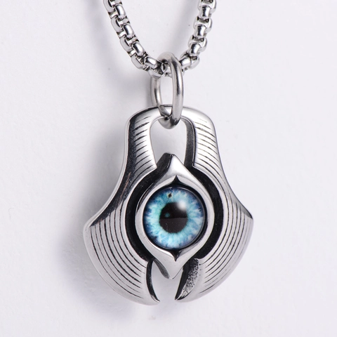 Collana Con Pendente Malocchio Acciaio Inossidabile 316 Punk Gothic Hip Hop Gioielli Vintage Per Uomo Donna Ciondolo Occhio Blu