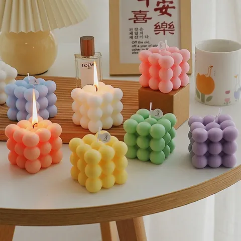 Bubble Cube Scented Candle Handmade Soy Wax Paraffin Aromatherapy Home Decor Aesthetic Modern Gift Party Favor