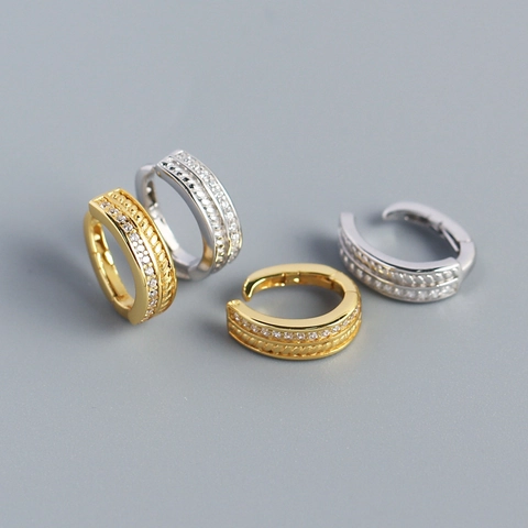 Huggie Hoop Ohrringe 925 Sterling Silber Mit Zirkon Seil Design Französisch Retro Luxus Damen Schmuck