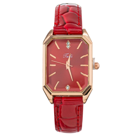 Fashion Women Quartz Watch Rhinestone Embellished Rectangular Alloy Case Crocodile Pattern Faux Leather Strap Elegant Vintage Style