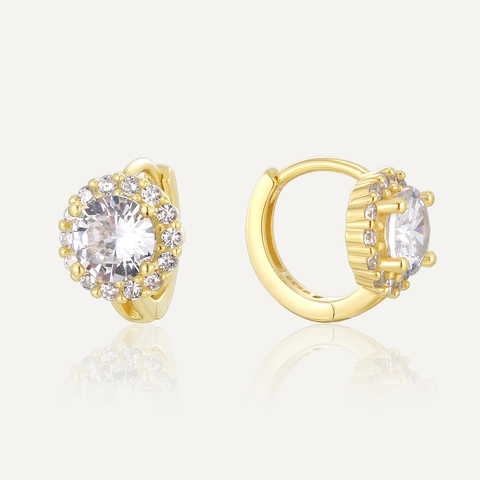 Französischer Luxus S925 Sterlingsilber 14K Gold Vergoldet Zirkonia Halo Huggie Ohrringe Für Damen High-End Design Schmuck