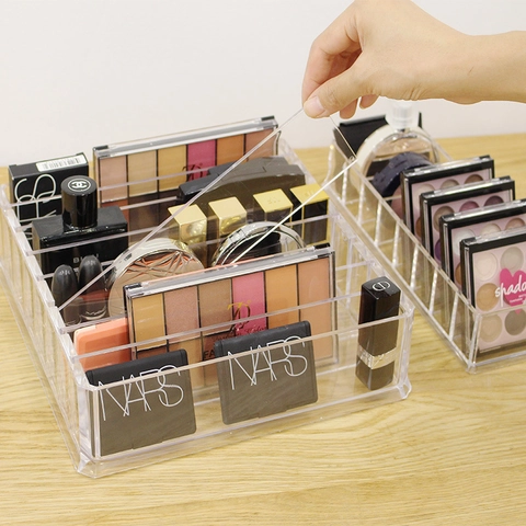 Organizzatore Per Palette Di Ombretti In Acrilico Trasparente Scatola Portaoggetti Per Cosmetici Divisorio Per Trucco Per Vanity Desktop