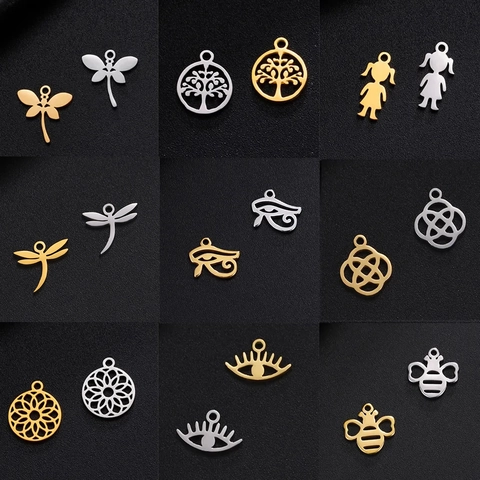 304 Stainless Steel Charms Pendants DIY Jewelry Making Tree Of Life Dragonfly Evil Eye Celtic Knot Jewelry Accessories