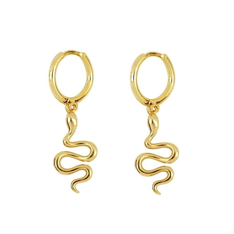 Vintage Snake Drop Hoop Earrings For Women Men 925 Sterling Silver Earring Post Copper Animal Shape Trendy Fashion Jewelry Gift