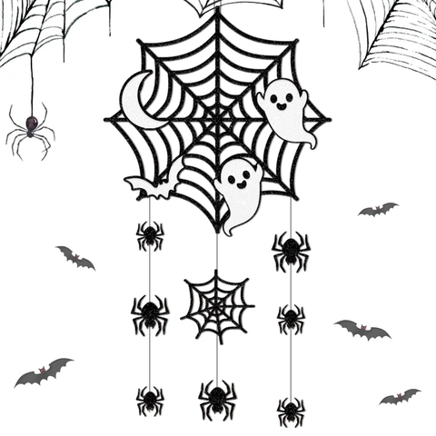 Halloween Hängedekoration Glitzer Papier Spinnennetz Geist Fledermaus Türschild Für Spukhaus Party Requisiten Horror