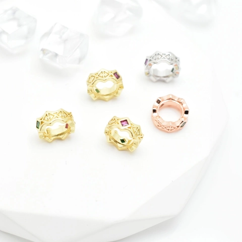 Cuentas Espaciadoras Geométricas Huecas De Cobre Ola Gran Agujero Cuentas Sueltas Circón De Colores Accesorios Para Joyas