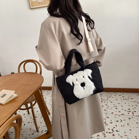 Borsa A Tracolla Per Bambini Trapuntata Imbottita Borsa A Mano Orso Cane Cartone Animato Carino Scuola Quotidiano Bambine