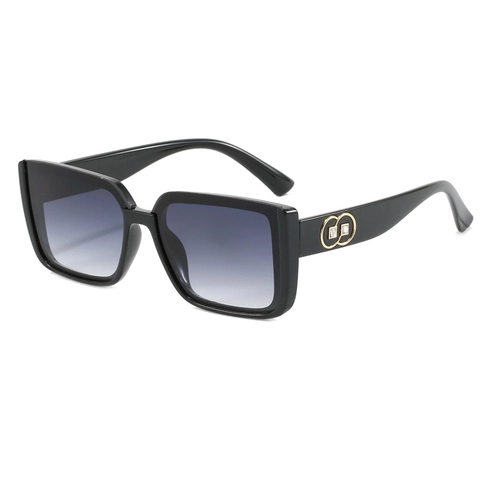 Lunettes De Soleil Carrées Surdimensionnées Pour Femmes Protection UV Verres Dégradés Monture Plastique Décor Métal Strass