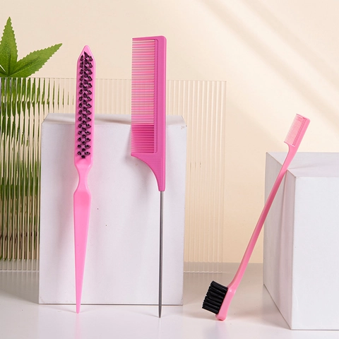 Pettine Per Acconciature Professionale E Spazzola Per Bordi Con Pettine A Coda Per Cotonare E Colorare Plastica ABS Stelo In Acciaio Inossidabile
