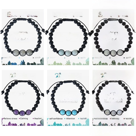 Pulsera Trenzada De Cuentas De Piedra Natural Energía Curativa Amatista Ojo De Tigre Cuerda Ajustable Joyería Hombre Mujer Regalo